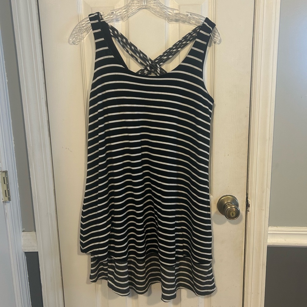Anthropologie Puella Black and White Striped Swing Tank Dress
